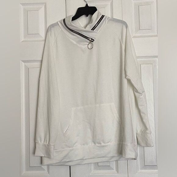 Exclusive brand unisex white sweatshirt XXL with zipper around the neck - Picture 5 of 7